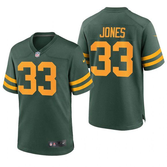 Men Green Bay Packers 33 Aaron Jones Nike Green Game Alternate Player NFL Jersey